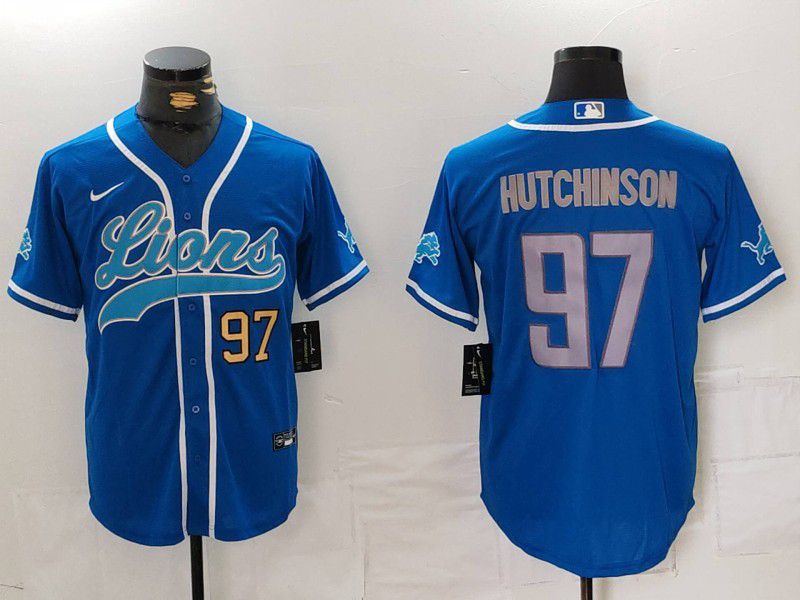 Men Detroit Lions #97 Hutchinson Blue Second generation joint name 2024 Nike Limited NFL Jersey style 2->detroit lions->NFL Jersey